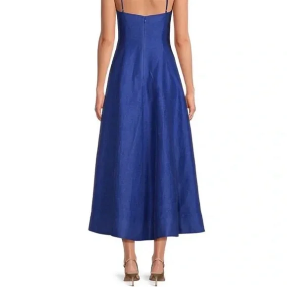 Muse by Marchesa SZ 12 Hydrangea A-Line Sleeveless Linen Blend Dress Agean Blue - Picture 3 of 16